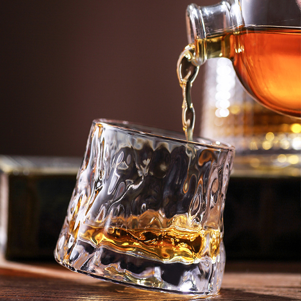 Japans Whiskyglas Met Draaibare Bodem 250ml Hittebestendig Glas Handgemaakt Drinkglas Voor Whisky Cocktails Sake Premium Servies In Houten Geschenkdoos Uniek Cadeau Voor Whiskyliefhebbers | Sansoti