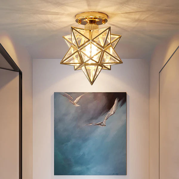 Pinlo Sternförmige Deckenleuchte E27 Gold Flur Schlafzimmer Beleuchtung geometrisches Design Deckenleuchte modern klassisch kompakt 20 cm | Restfield