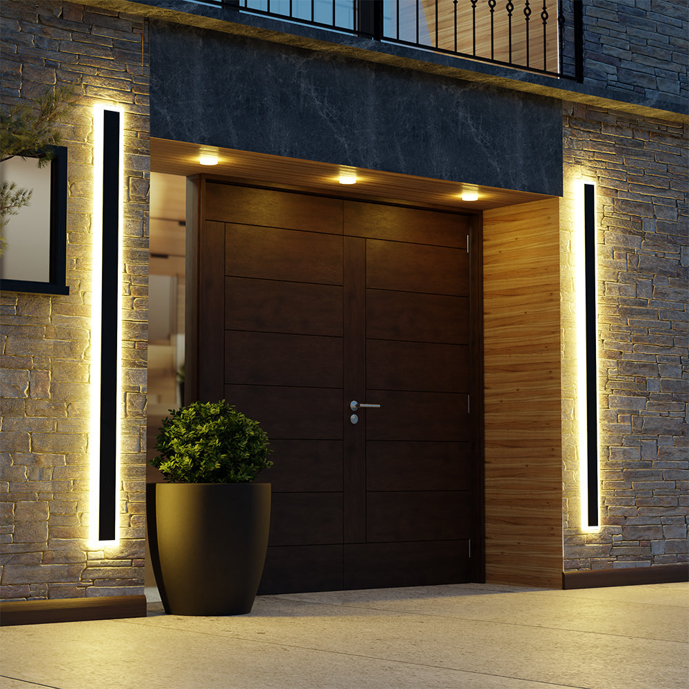 Außenwandleuchte LED Linear Schwarz Acryl IP65 Dimmbar Garten Fassade Modern | Restfield