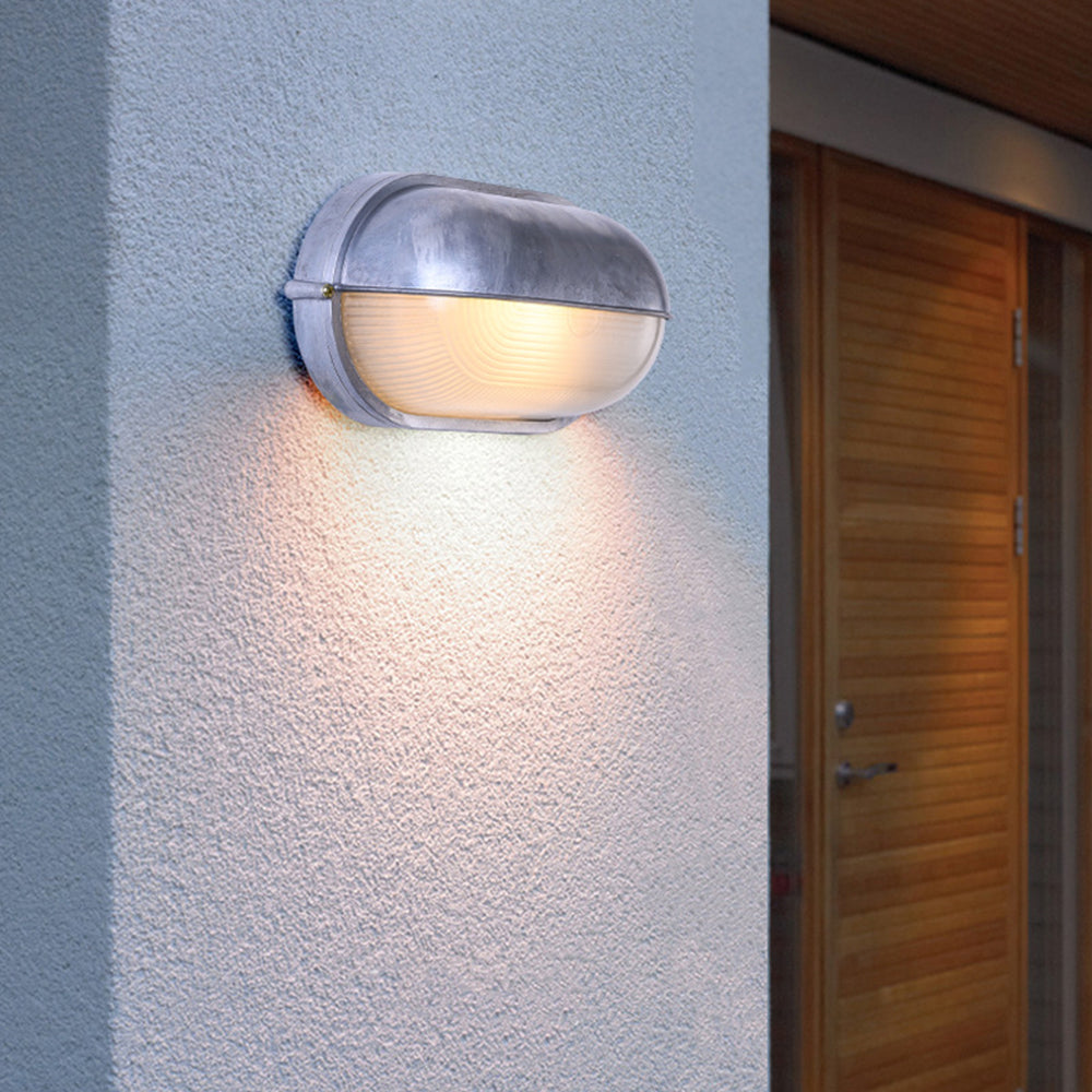 Außenwandleuchte aus Metall und Glas, wasserdicht IP65, Gold/Silber, rund/oval, für Balkon, Terrasse und Garten, stimmungsvolle Beleuchtung | Sansoti