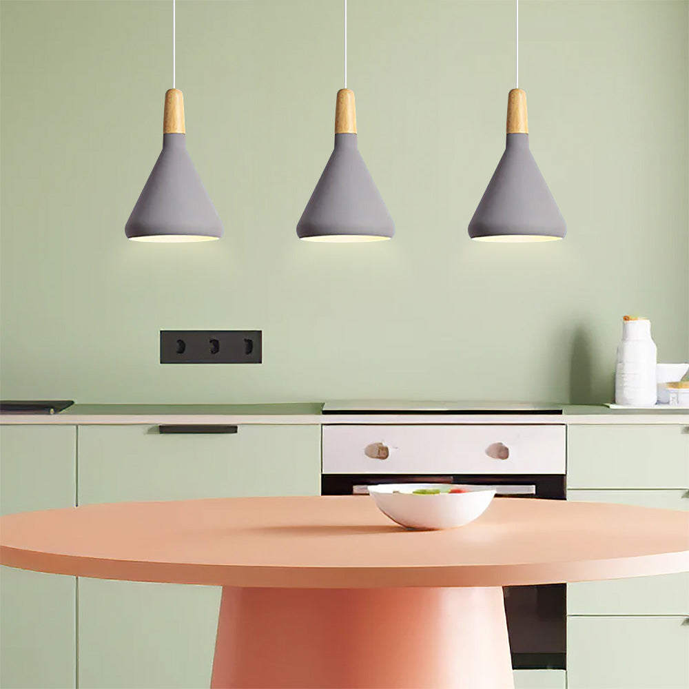 Hanglamp Scandinavisch Aluminium Hout Wit E27 Eettafel Woonkamer Minimalistisch Design Verlichting Keukeneiland | Sansoti