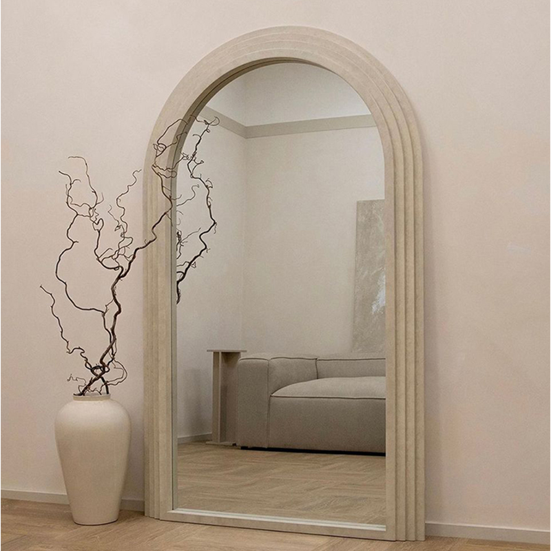 Luxury Standing Mirror with Wooden Arch Frame – Full-Length Wall Mirror 120x200cm Antique White, Khaki or Black | Sansoti