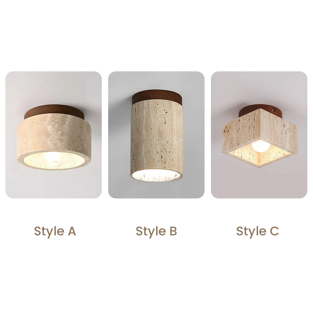 Cilestic Plafondlamp Travertin Hout E27/E26 Beige Hal Slaapkamer Woonkamer Scandinavisch Modern Design Natuurlijke Plafondverlichting | Sansoti