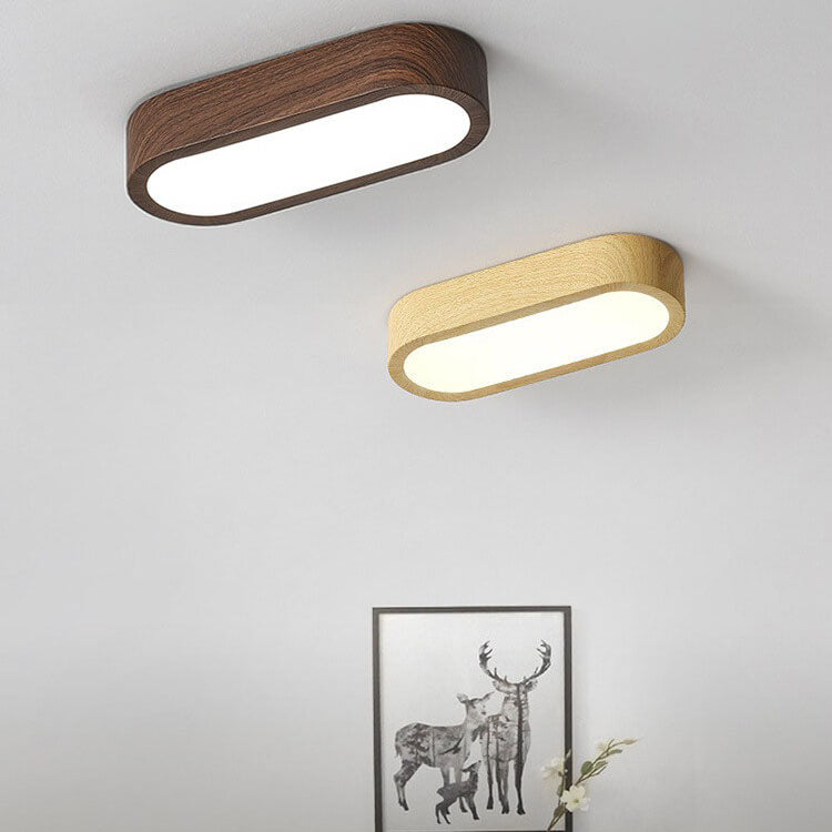 Plafondlamp Hout met Ingebouwde LED 8W – Moderne Flush Mount Verlichting in Natuurlijke Houtnerf Finish | Sansoti