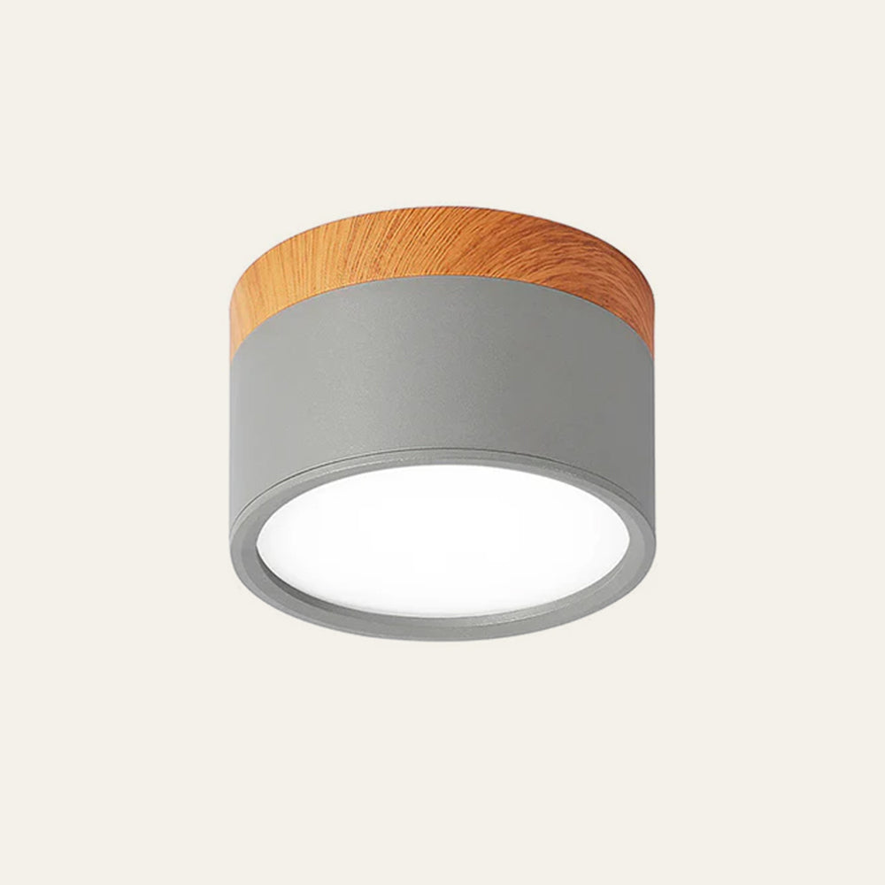 Cylinder kleine Deckenleuchte LED Holz modern Decke Flur Wohnzimmer kompakt Design | Restfield