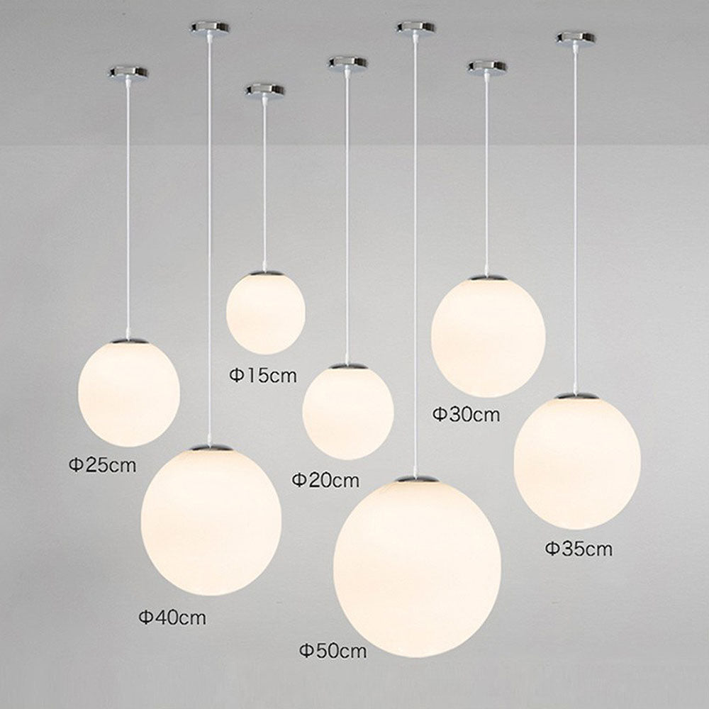 Hanglamp Glas Bol E27 Wit Eettafel Keuken Woonkamer Moderne Verlichting Ronde Hanglamp Minimalistisch Interieur | Sansoti