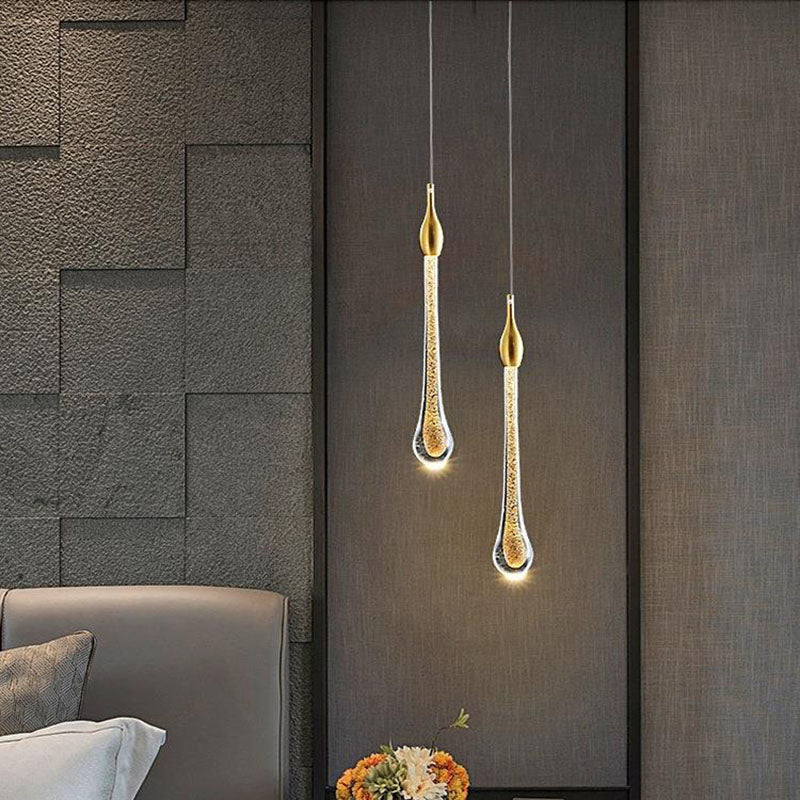 Glazen Hanglamp met Gouden Metalen Armatuur en Geïntegreerde LED-Verlichting – Scandinavisch Design voor Eetkamer, Woonkamer en Keuken | Sansoti