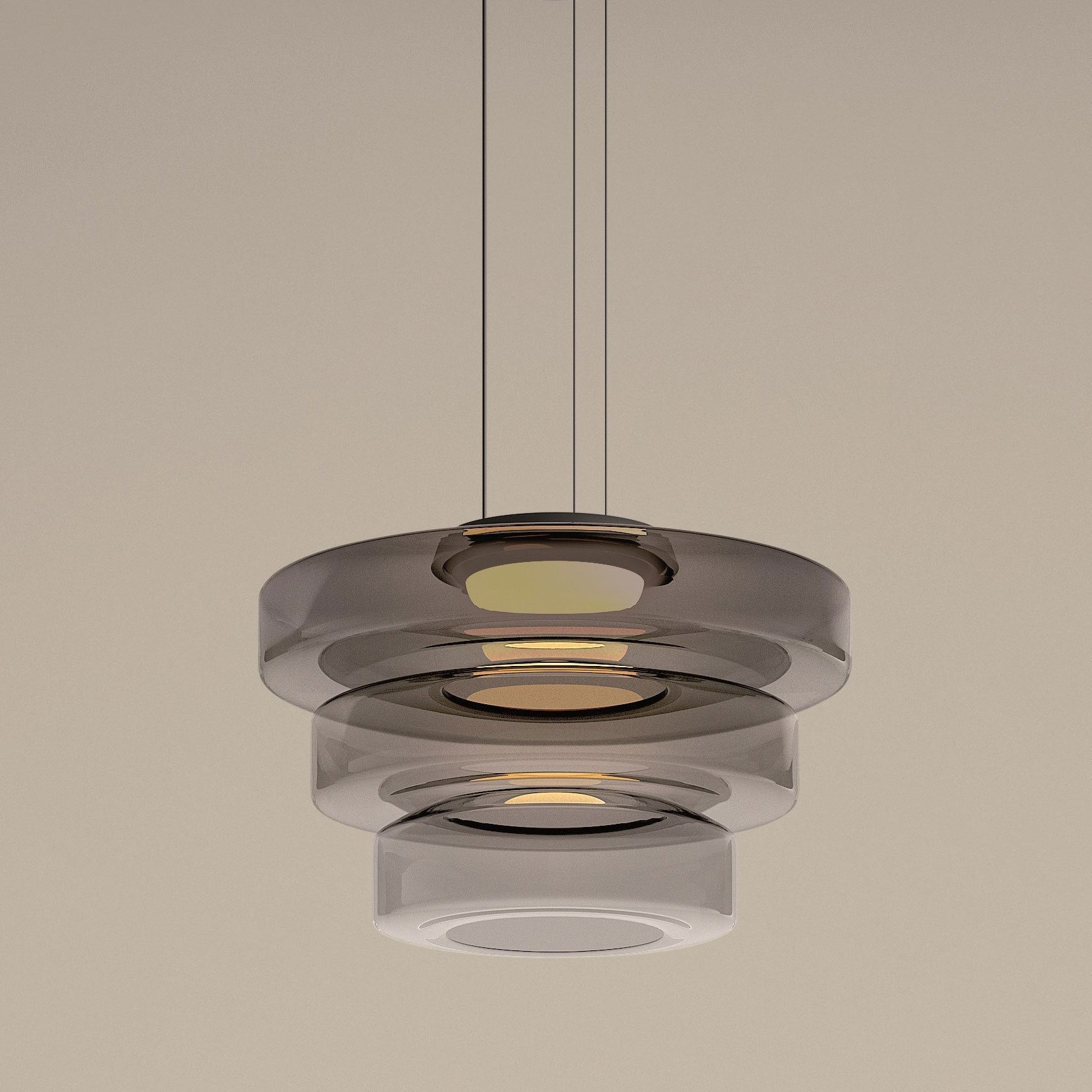 Hanglamp Glas Bauhaus Stijl LED 12W Rookgrijs Groen Amber 1-2-3 Lagen Woonkamer Keuken | Sansoti