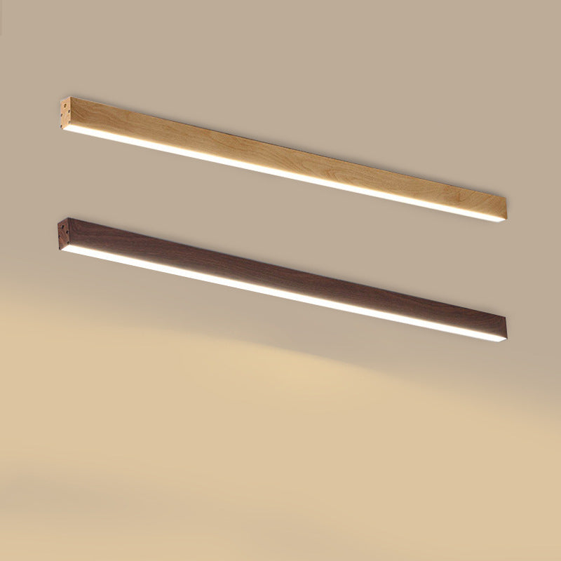 Plafonnier LED Bois Allongé Aluminium Salon Chambre 60cm 100cm 120cm LED Intégré Lampe Linéaire Plafonnier en Bois Japandi | Restfield