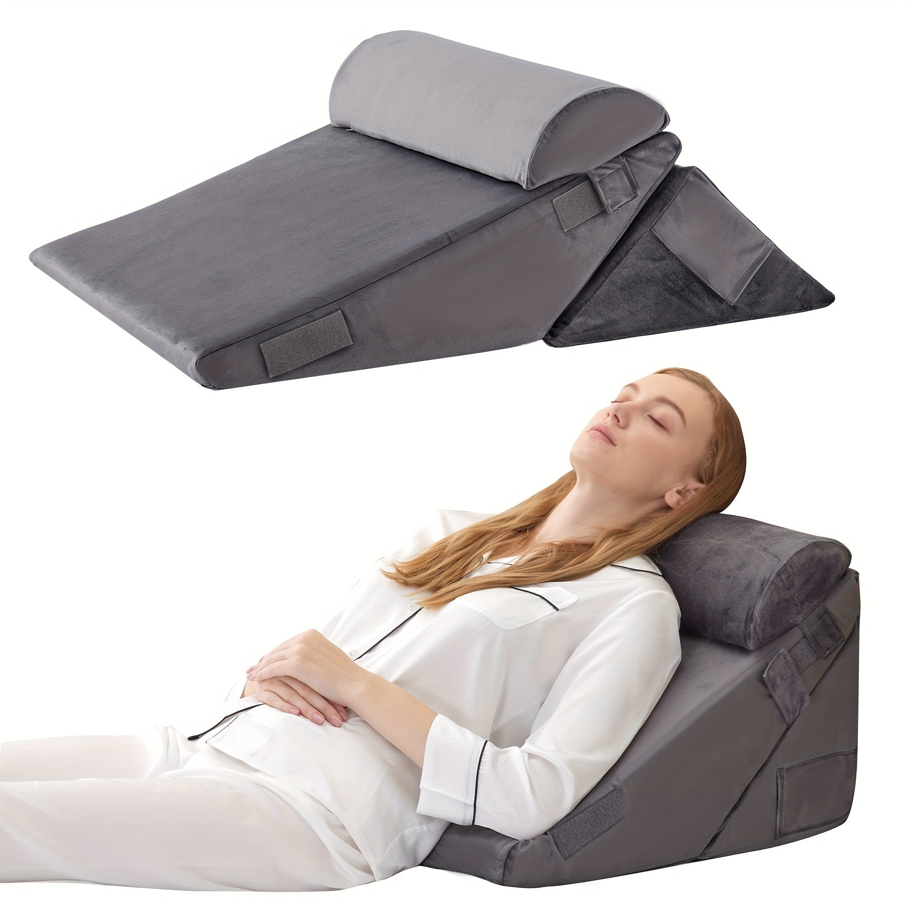 Verstelbaar Wigkussen voor Bed – Premium Memory Foam Ondersteuning Rug Benen Knieën Herstel | Sansoti