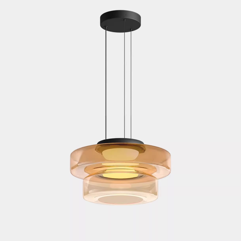 Zenor gelaagde hanglamp glas amber eetkamer woonkamer design verlichting modern gelaagd glaslamp | Sansoti