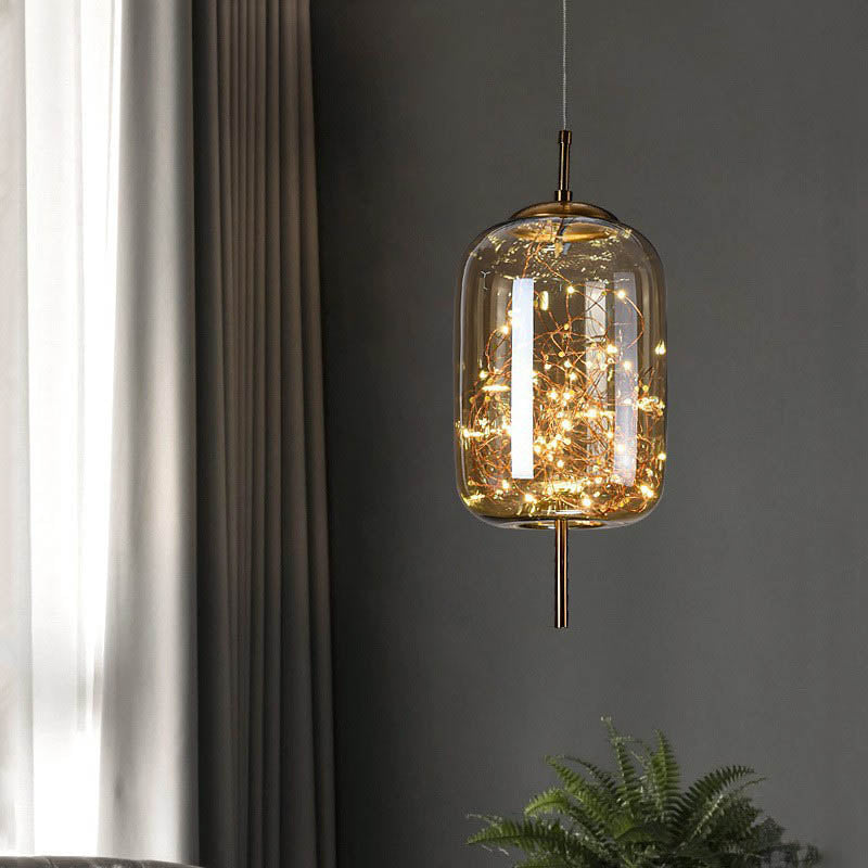 Glazen LED Hanglamp met Warm Scandinavisch Design – Amber of Grijs 24W | Sansoti