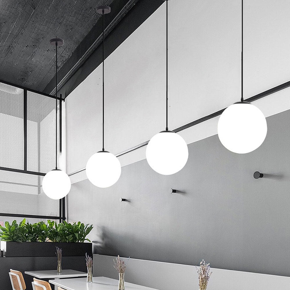 Hanglamp Glas Bol E27 Wit Eettafel Keuken Woonkamer Moderne Verlichting Ronde Hanglamp Minimalistisch Interieur | Sansoti