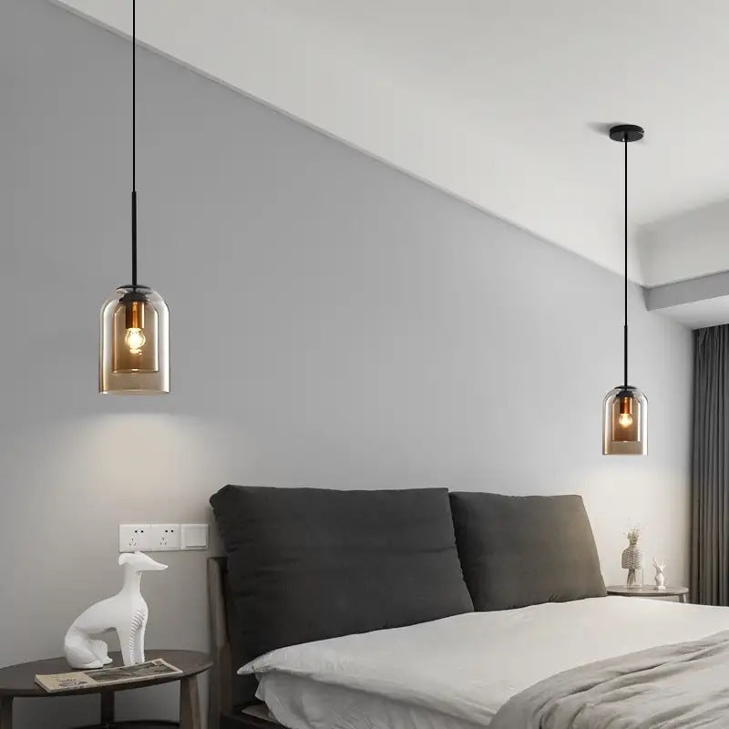 Dubbele Glazen Hanglamp Transparant Glas Nordic Design Scandinavisch Keukeneiland Eetkamer Woonkamer Modern Verlichtingsarmatuur Plafondverlichting E26/E27 Verstelbare Kabels Elegante Verlichting | Sansoti