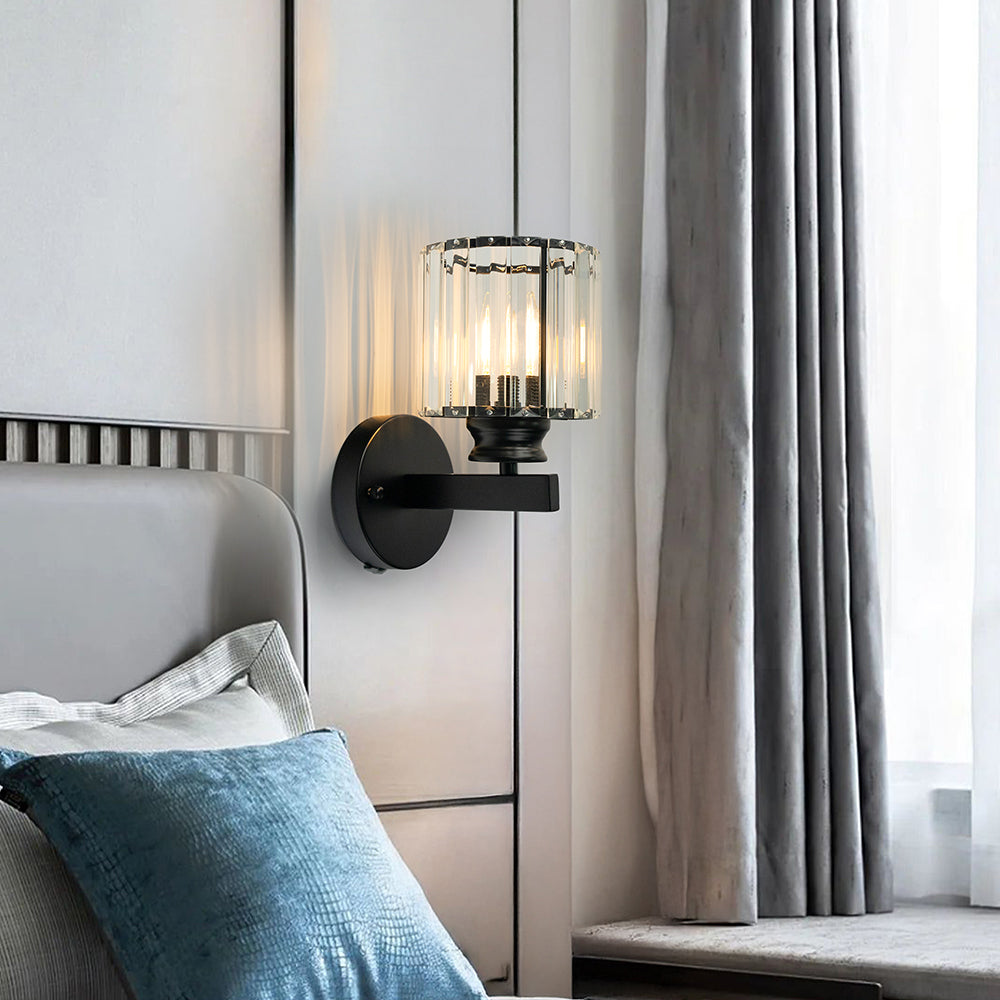 Wandleuchte Glas Metall Schwarz 24cm Wandbeleuchtung Wohnzimmer Schlafzimmer Moderne Wandleuchte Transparenter Schirm Akzentbeleuchtung | Restfield