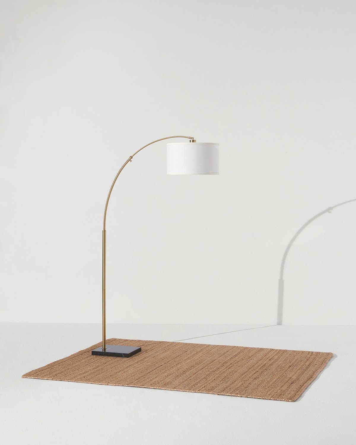 Bogenleuchte Stehleuchte Mit Marmorfuß Messing Schwarz 193cm Modern LED | Restfield