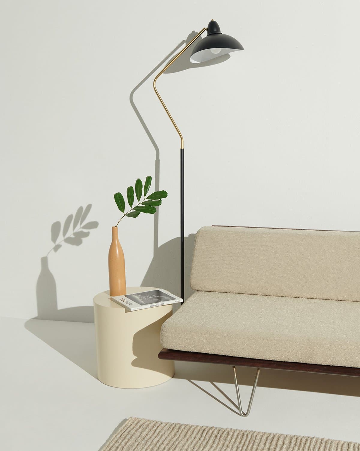 Lampadaire design asymétrique LED noir or 173cm lampe sur pied salon moderne
