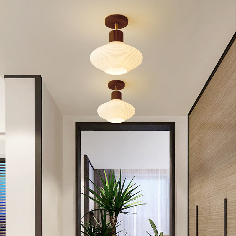 Japandi Plafondlamp Hout & Glas – Natuurlijke Elegantie voor Hal, Woonkamer en Slaapkamer | Sansoti