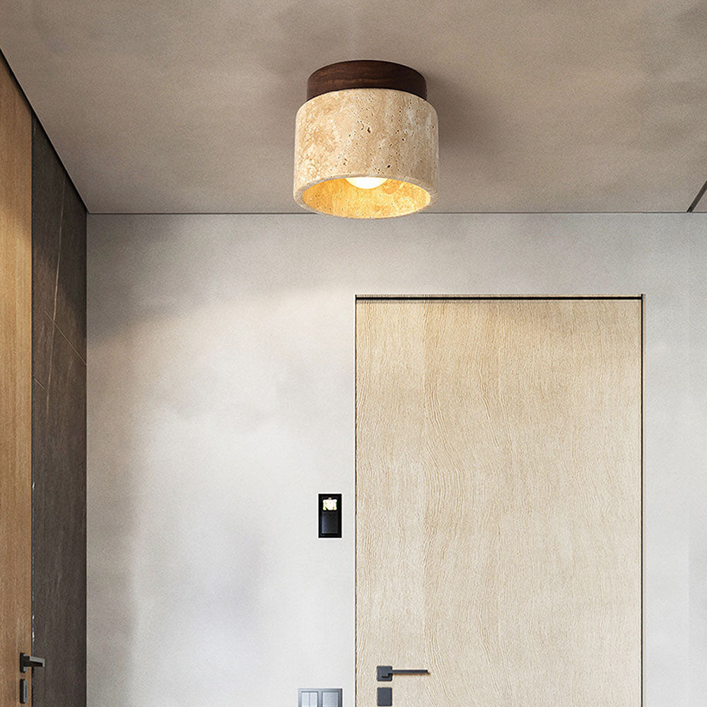 Cilestic Plafondlamp Travertin Hout E27/E26 Beige Hal Slaapkamer Woonkamer Scandinavisch Modern Design Natuurlijke Plafondverlichting | Sansoti