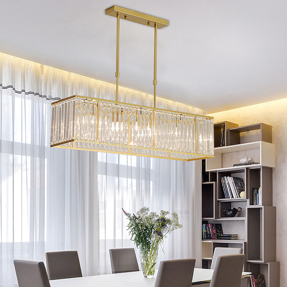 Crystal Linear Pendant Light for Kitchen Island, Dining Room Ceiling Chandelier, Scandinavian Design | Sansoti
