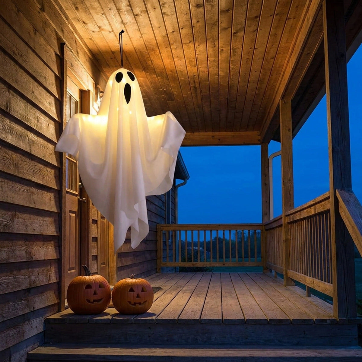 Fantôme lumineux à piles avec éclairage LED pour Halloween et décoration de façade, intérieur et extérieur | Sansoti