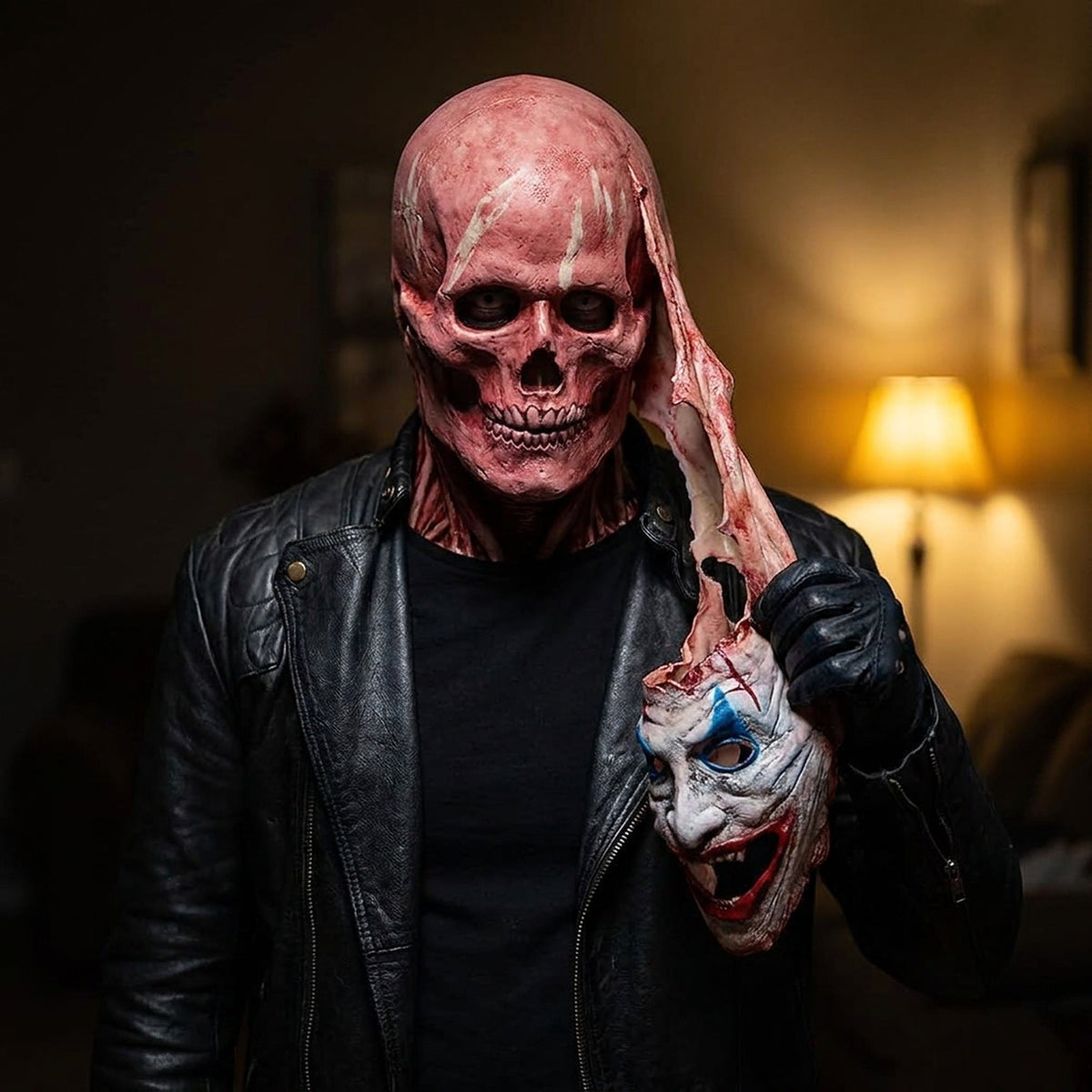 Dubbellaags Halloween Masker met Afneembaar Clowngezicht en Bewegende Kaak voor Volwassenen Carnaval | Sansoti