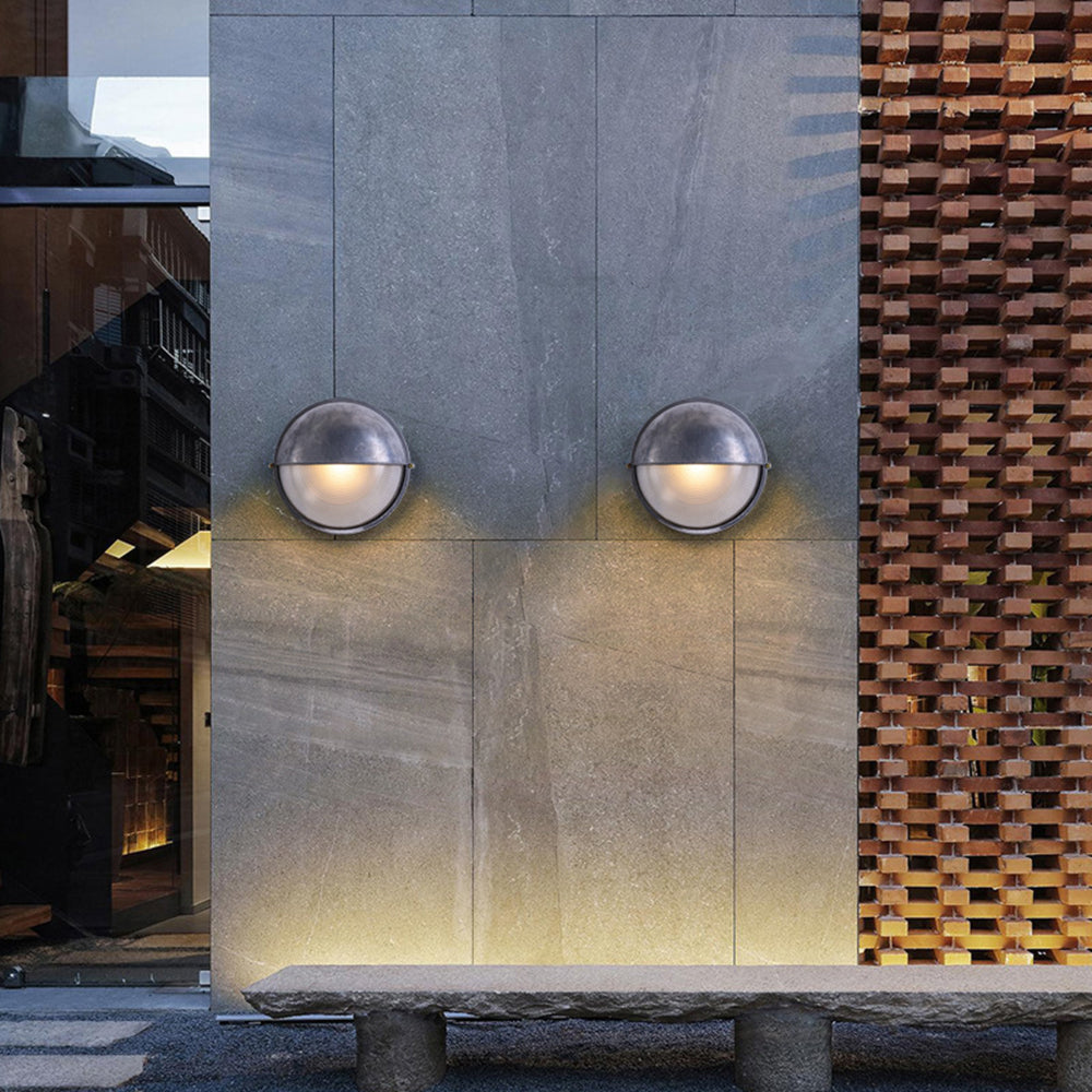 Außenwandleuchte aus Metall und Glas, wasserdicht IP65, Gold/Silber, rund/oval, für Balkon, Terrasse und Garten, stimmungsvolle Beleuchtung | Sansoti