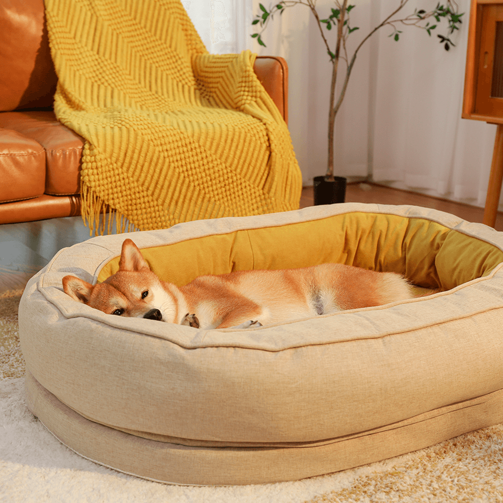 Orthopedisch Hondenmand Donut Rond met Hoge Rand en Antislip Onderkant voor Kleine Middelgrote Grote Honden | Sansoti