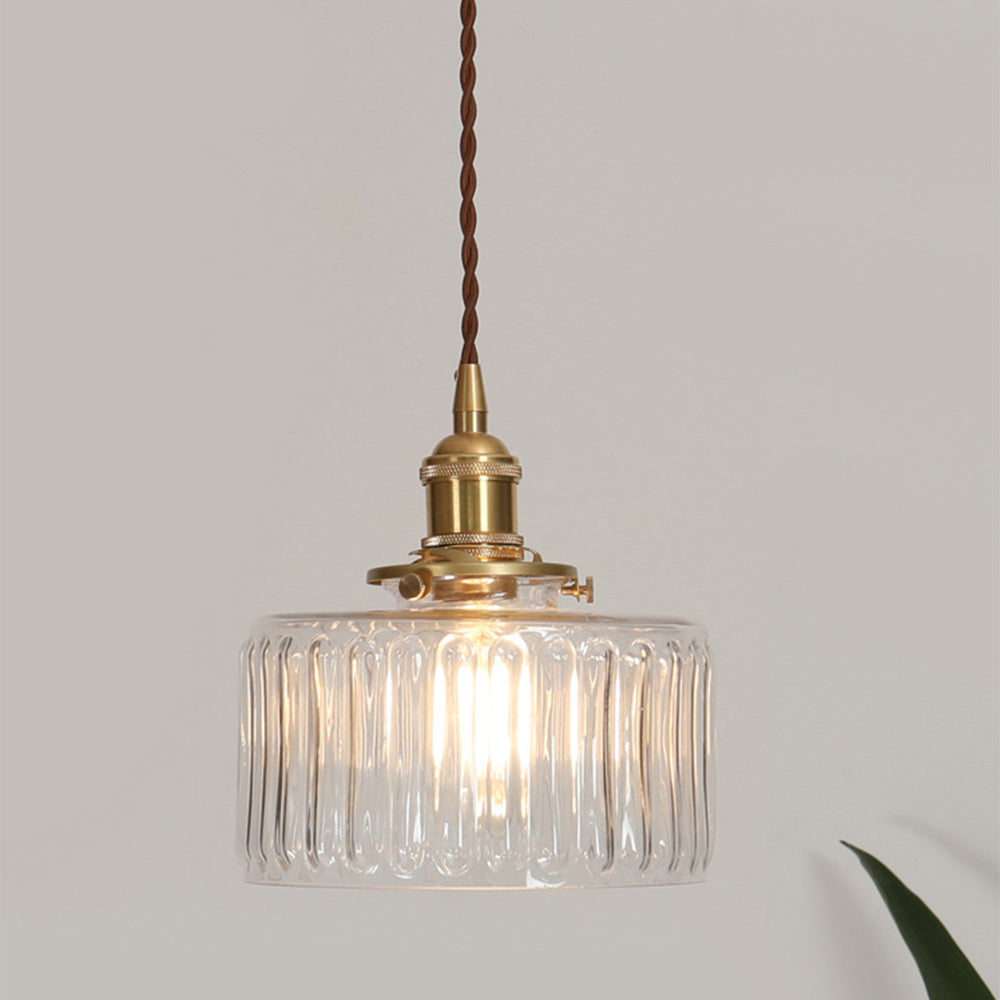 Crystal Glass Pendant Light Cylindrical Shape Adjustable Height Vintage Style Living Room Dining Room Hallway Ambient Lighting | Sansoti