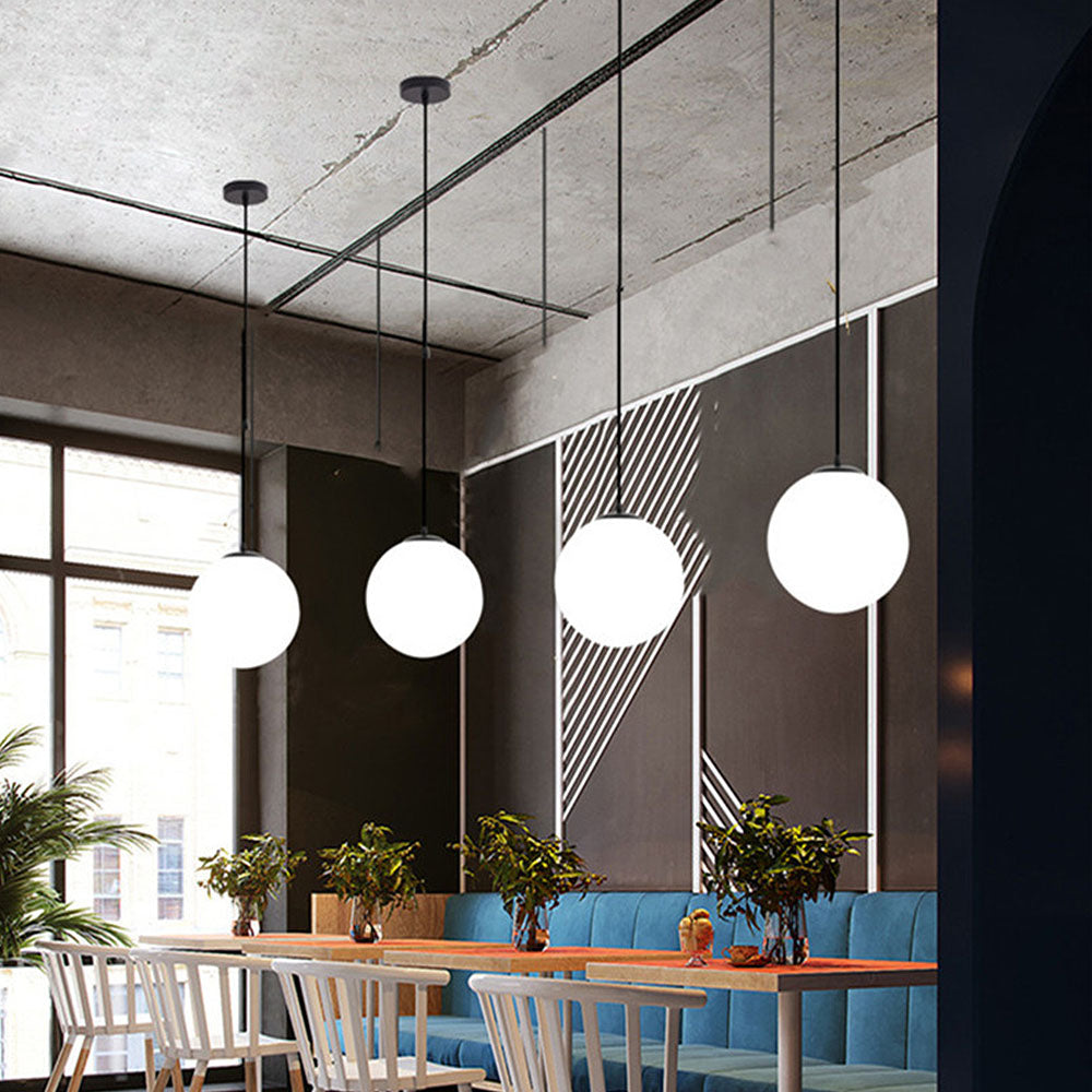 Hanglamp Glas Bol E27 Wit Eettafel Keuken Woonkamer Moderne Verlichting Ronde Hanglamp Minimalistisch Interieur | Sansoti