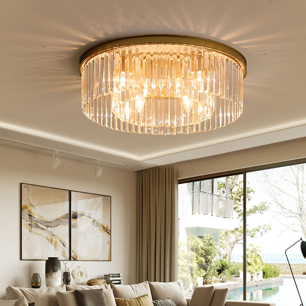 Deckenleuchte Kristall 40 cm Gold 4x E14 Wohnzimmer Flur Schlafzimmer Luxus Deckenbeleuchtung Moderne Kristalllampe | Restfield