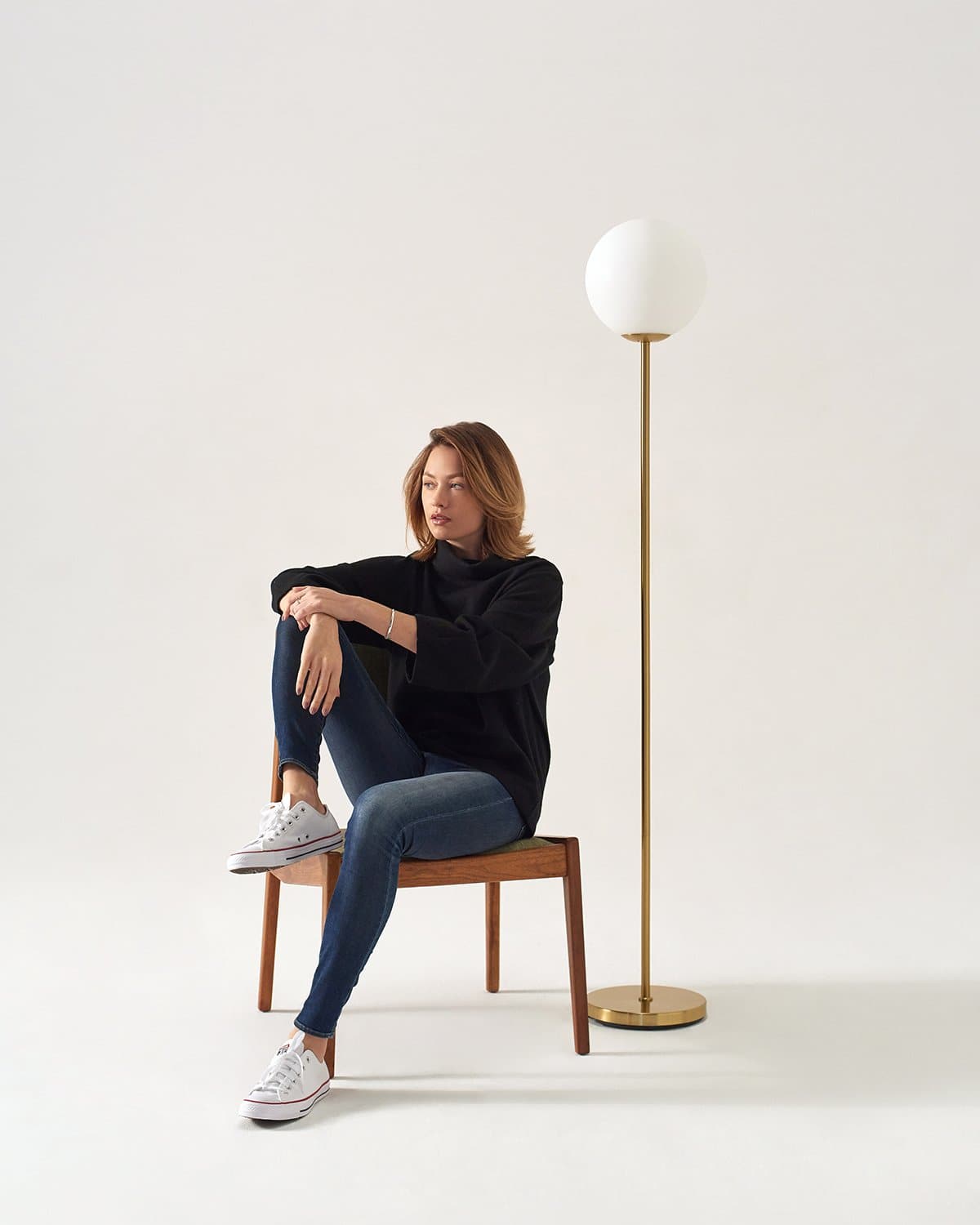 Stehleuchte Messing Mit Glaskugel 165cm Modern Minimalistisch LED | Restfield