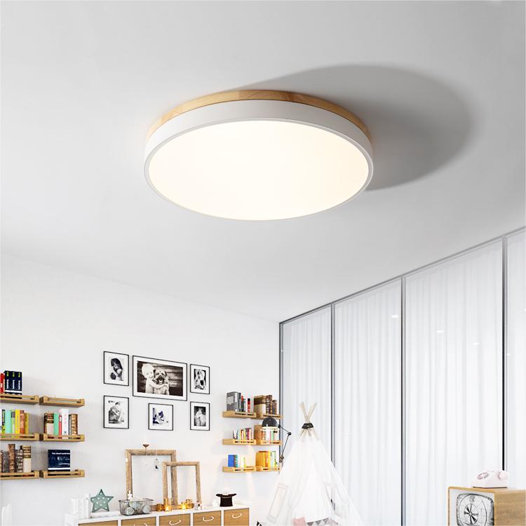 Plafondlamp Hout Rond LED met Acryl – Dimbaar Warm Licht Scandinavisch Design Woonkamer Slaapkamer 30cm 40cm 50cm 60cm | Sansoti