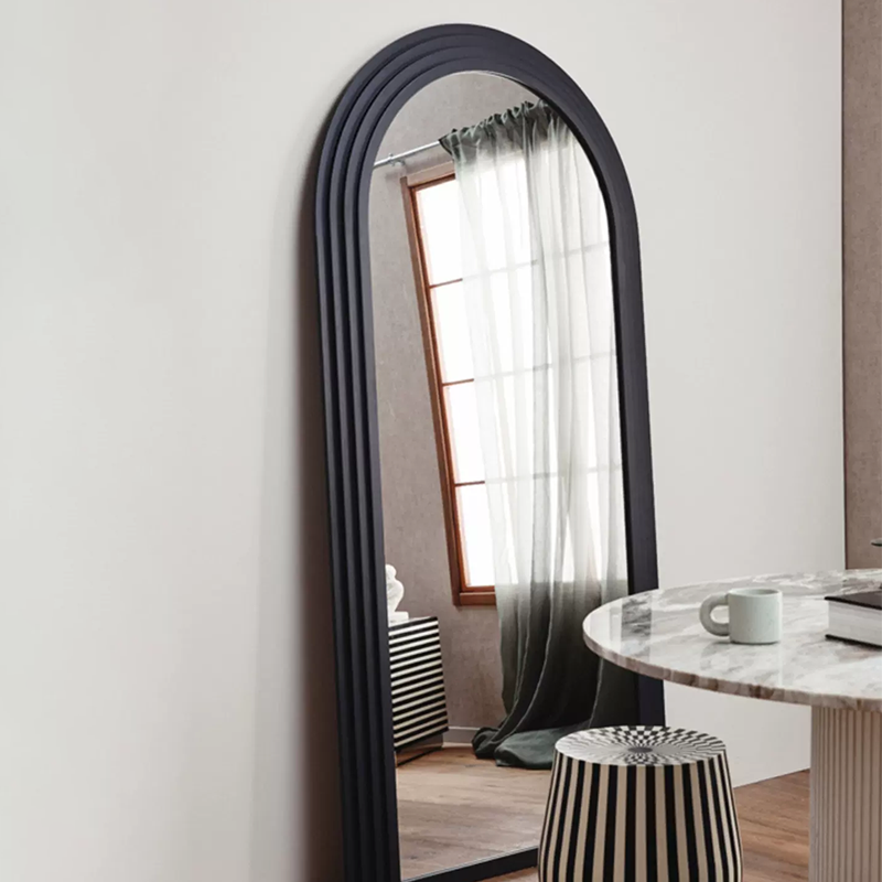 Luxury Standing Mirror with Wooden Arch Frame – Full-Length Wall Mirror 120x200cm Antique White, Khaki or Black | Sansoti