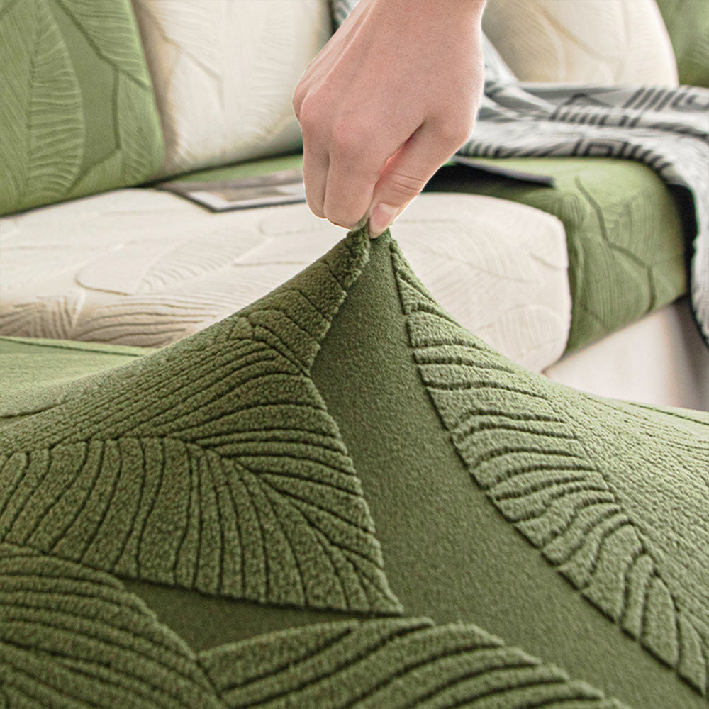 Wasserabweisender Sofabezug mit Blattmuster - Stretch-Jacquard aus Samt - Kratzschutz-Möbelschutz | Sansoti