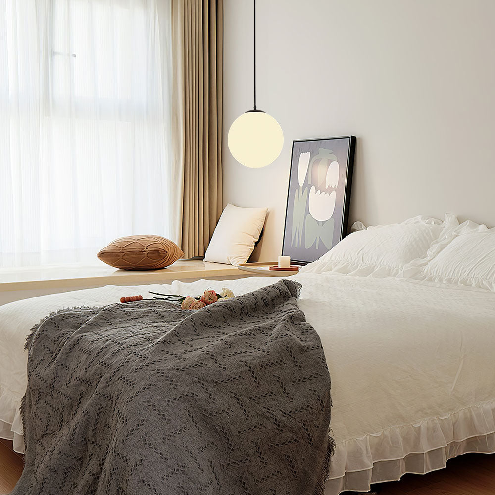 Hanglamp Glas Bol E27 Wit Eettafel Keuken Woonkamer Moderne Verlichting Ronde Hanglamp Minimalistisch Interieur | Sansoti