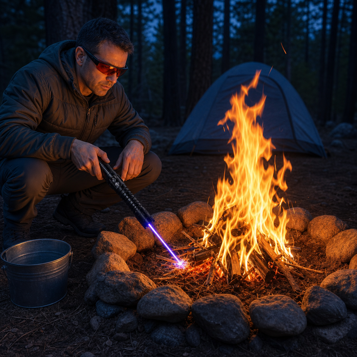 Compacte Vuurstarter Igniter 450nm Blauwe Bundel Outdoor Camping Nood Survival Vuurmaker Zwart Bushcraft | Sansoti