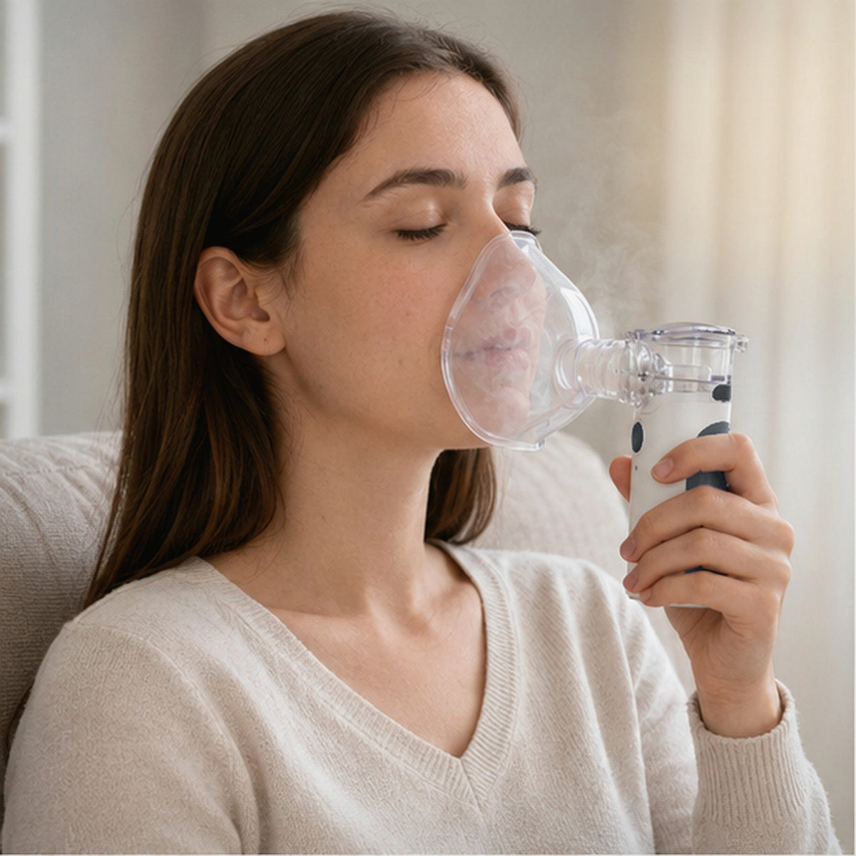 Draagbare Mesh Vernevelaar Wit & Zwart voor Ademhalingsbehandeling Thuis Onderweg Reizen Astma COPD Luchtwegen | Sansoti