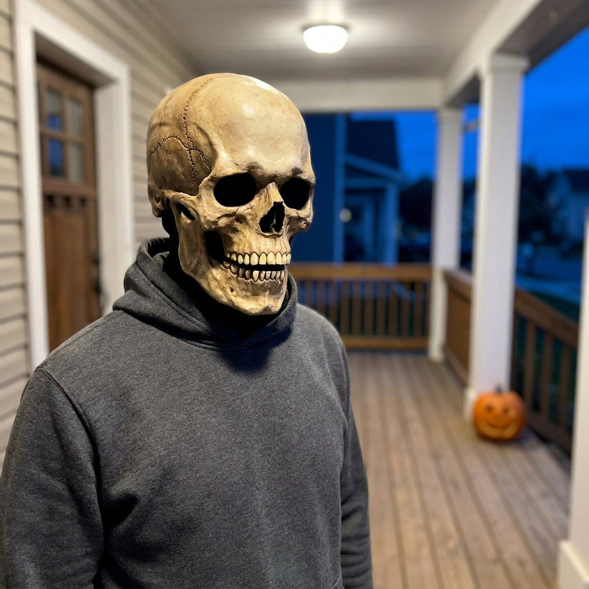 Anatomiczna lateksowa maska na głowę w kształcie czaszki z ruchomą szczęką dla dorosłych, kostium na imprezę Halloween horror | Sansoti