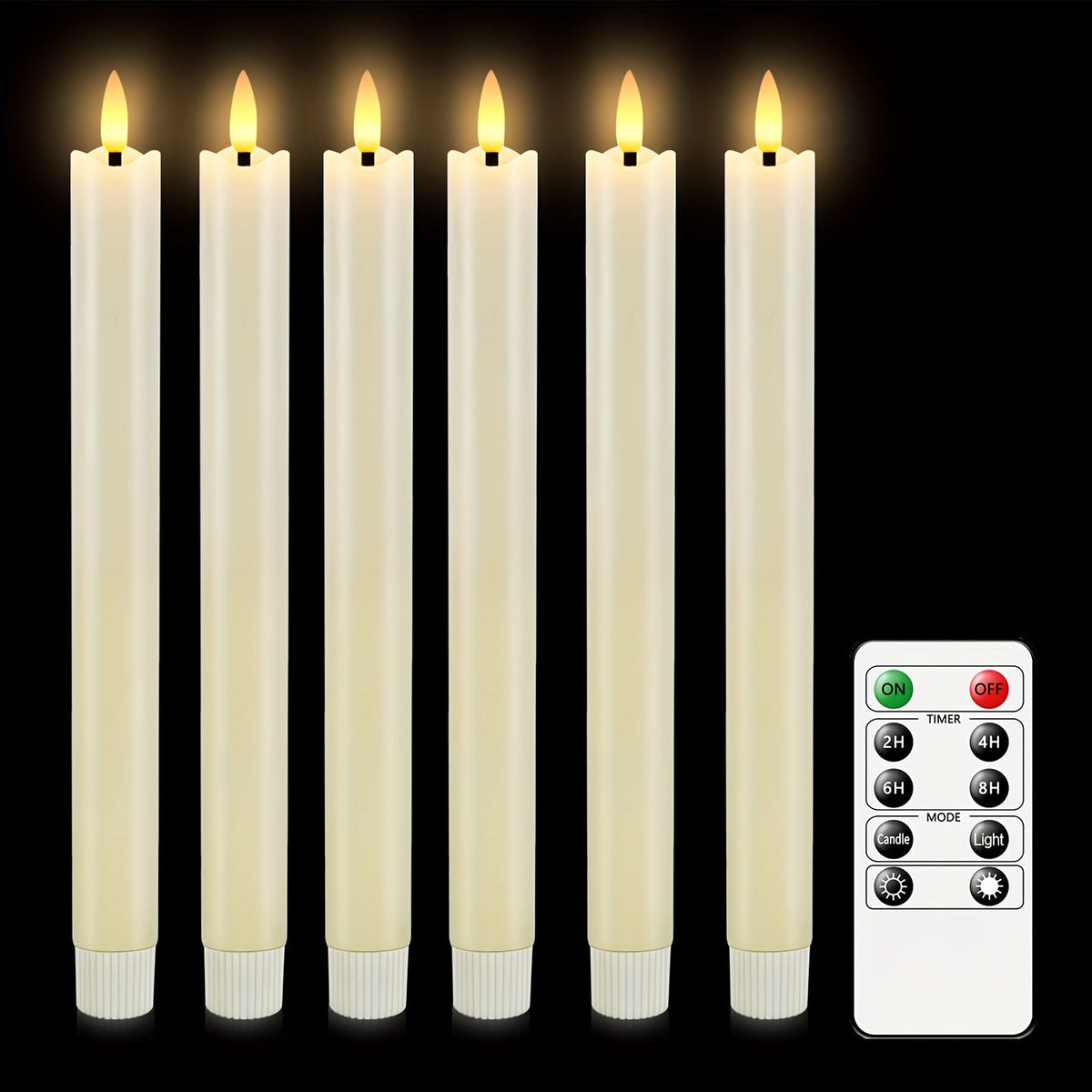 Kegelkaarsen LED Set met Afstandsbediening Ivoor Tafelverlichting Flikkerlicht Bruiloft Decoratie Sfeerlicht | Sansoti