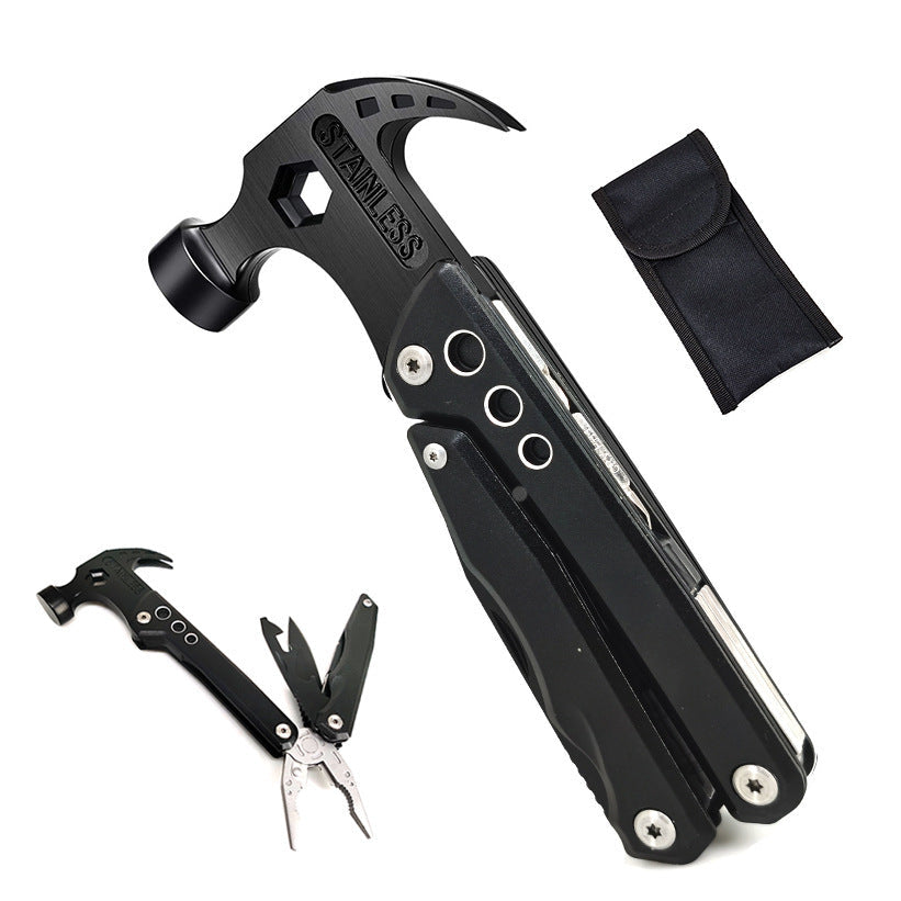19-in-1 Multitool Hamer – Veelzijdig Gereedschap met Combinatie van Hamer, Tang, Schroevendraaier, Mes, Flesopener en 13 Extra Functies voor Camping, Klussen en Noodgevallen | Sansoti