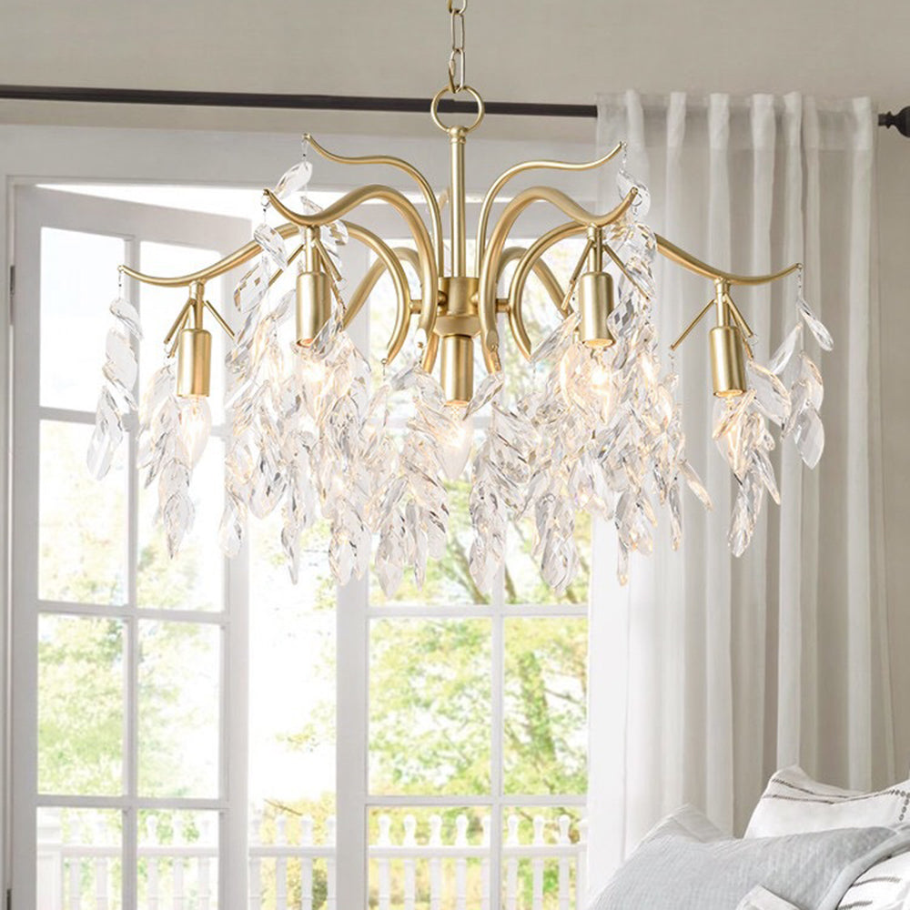 Pendelleuchte Kristall Metall Blume LED-Beleuchtung Esszimmer Wohnzimmer Modern Luxuriöses Design Deckenleuchte Hängeleuchte | Sansoti