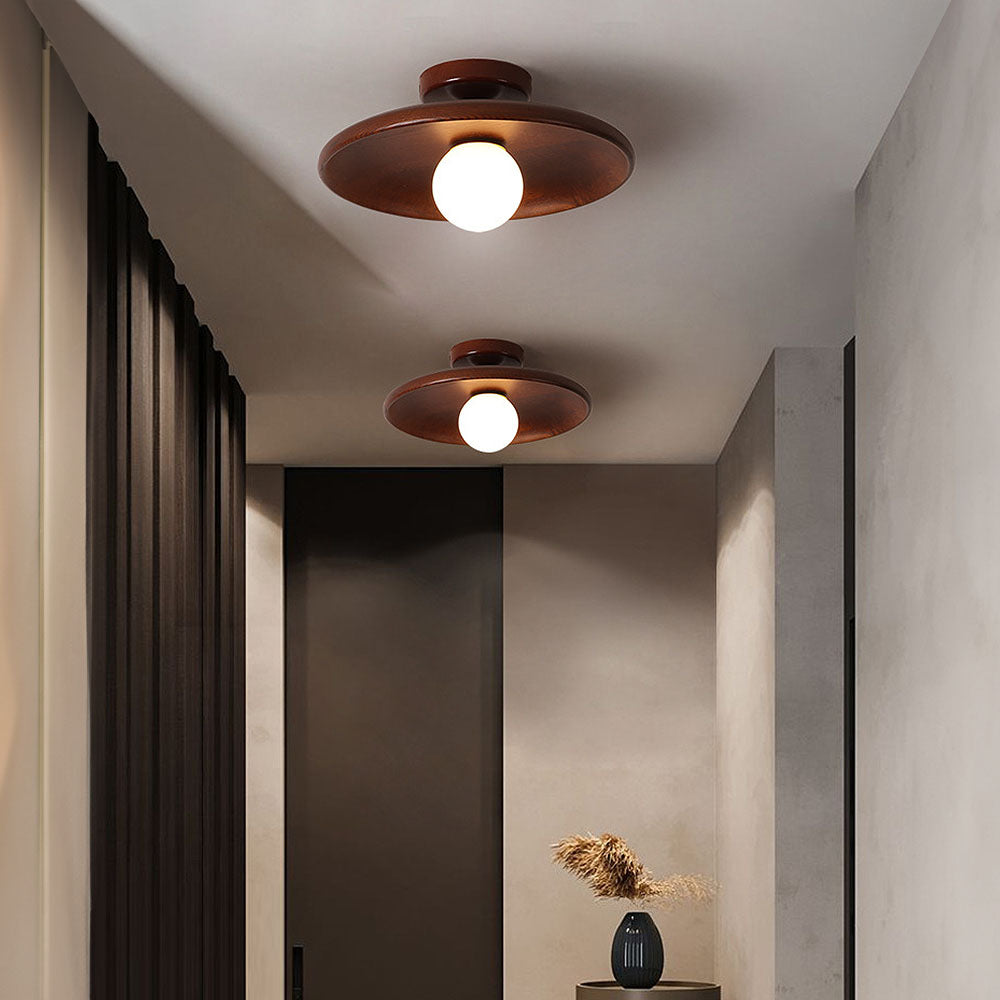 LED Plafondlamp Hout 15cm G4 Warm Licht Woonkamer Slaapkamer Gang Houten Plafondlamp Compact Rond Design | Sansoti
