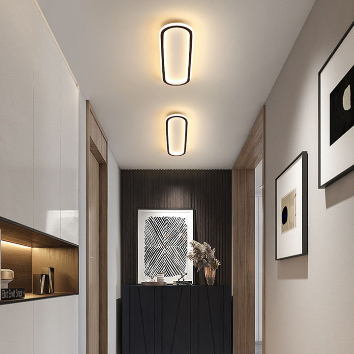 LED Deckenleuchte Langoval Schwarz Weiß Flur Wohnzimmer Schlafzimmer Modern Minimalistische Deckenbeleuchtung | Restfield