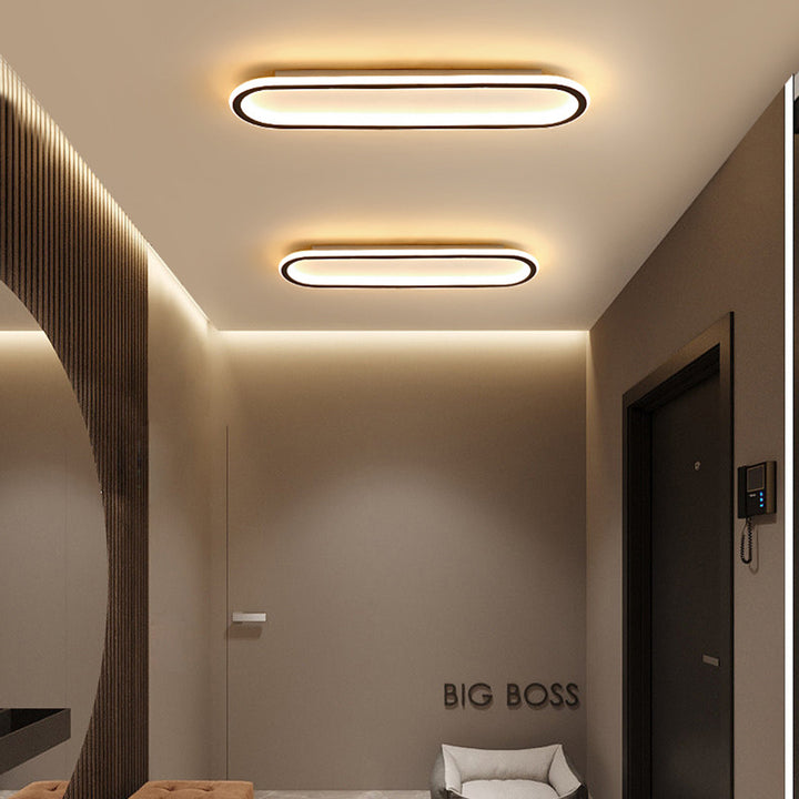 LED Deckenleuchte Langoval Schwarz Weiß Flur Wohnzimmer Schlafzimmer Modern Minimalistische Deckenbeleuchtung | Restfield