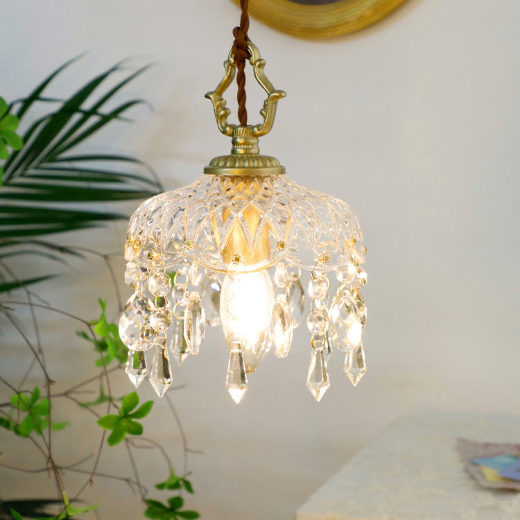 Kristall Hängelampe Kupfer E14 Vintage Blume K9 Kristall Glas Schlafzimmer Flur Eingang Romantisch Pendelleuchte Antik | Restfield