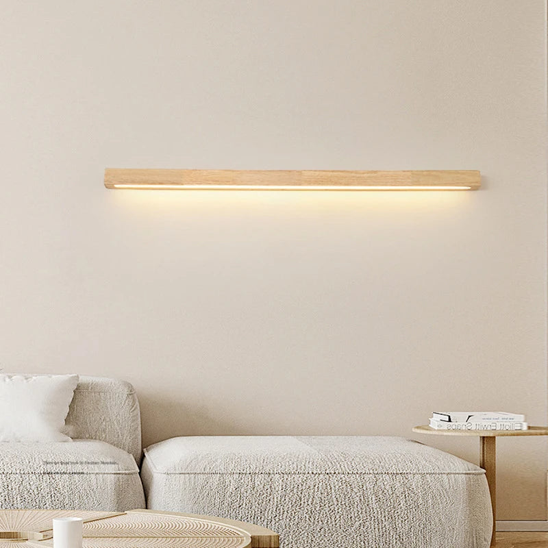 LED Wandleuchte Holz Linear Warmweiß Badezimmer Schlafzimmer Wandbeleuchtung Modern Minimalistisch Lichtleiste | Restfield