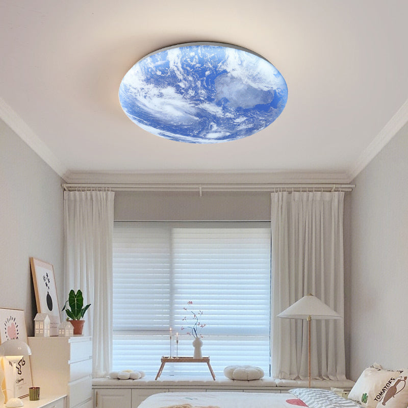 LED-Deckenleuchte Mond-Design Holz Acryl Rund 26-48cm Schlafzimmer Wohnzimmer Deckenlampe Mondlampe LED Beleuchtung Modernes Interieur | Restfield