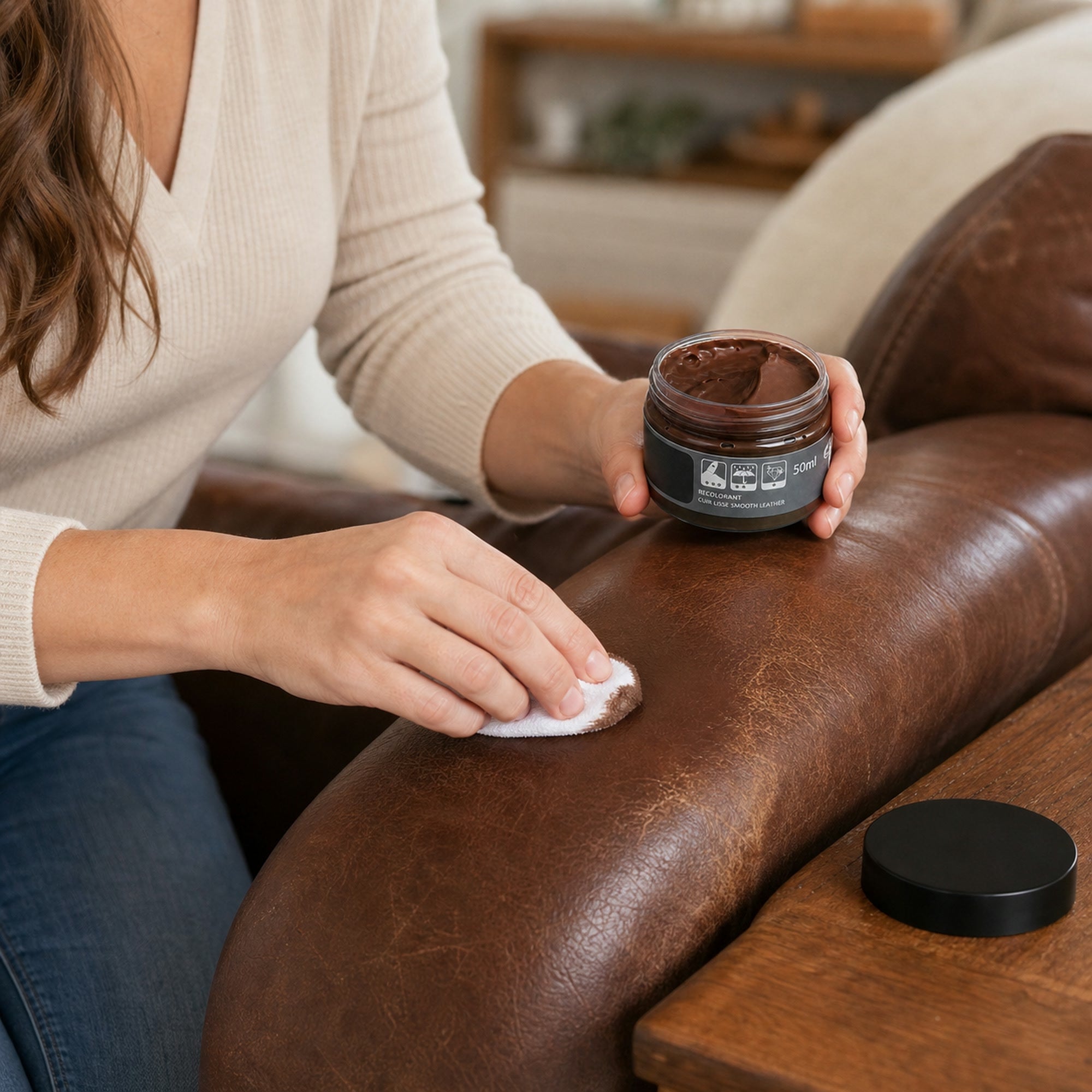 Leer Herstelcrème met Kleur 50ml voor Schoenen Meubels Auto Interieur Herkleurend Cosmetische Leerbehandeling | Sansoti