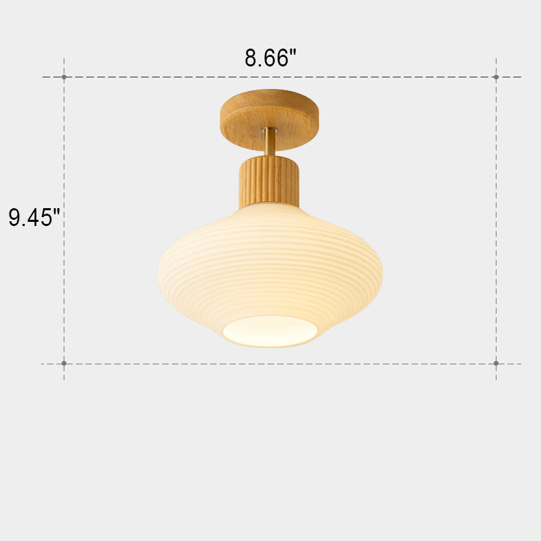 Japandi Plafondlamp Hout & Glas – Natuurlijke Elegantie voor Hal, Woonkamer en Slaapkamer | Sansoti